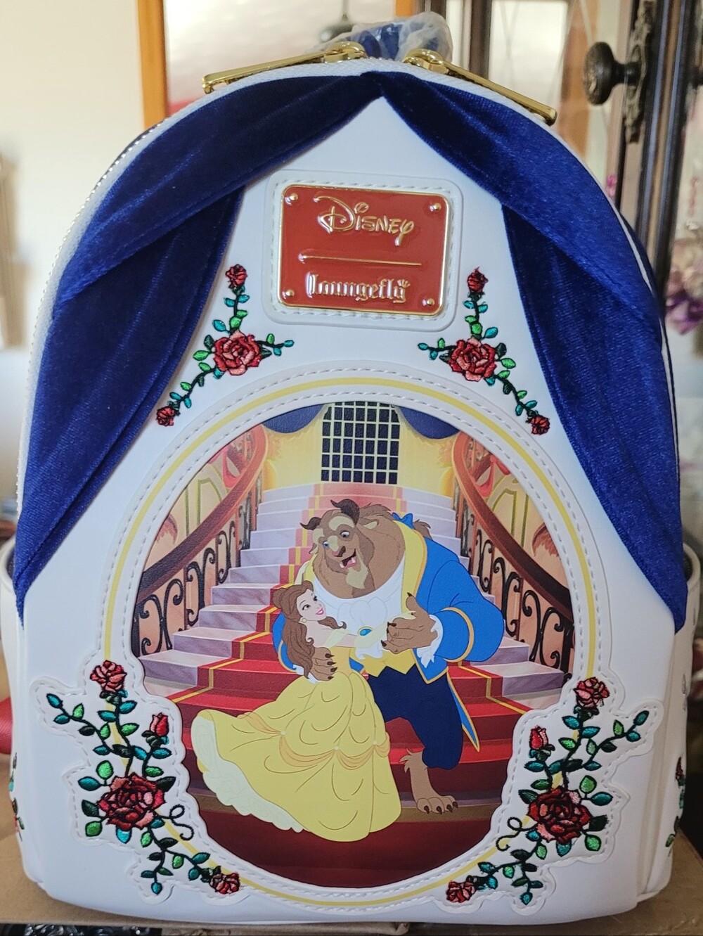 Loungefly Disney Beauty and the Beast Belle & Beast Velvet Mini Backpack